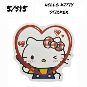 Hello Kitty Sticker Self-Adhesive Laptop Water Bottle White Cat Bow Heart Wink